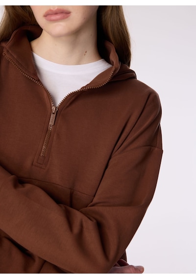 Jeep Kahve Kadın Kapüşonlu Loose Fit Sweatshirt J4wl-swt7032