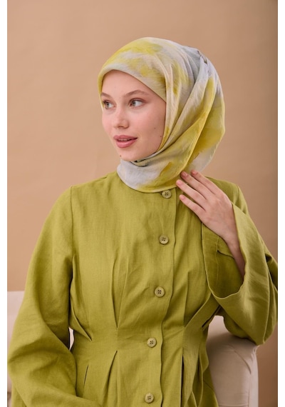 Silk Home Olinda İpek Eşarp 47004-06 Gri, Koyu Yeşil, Sarı, Çağla