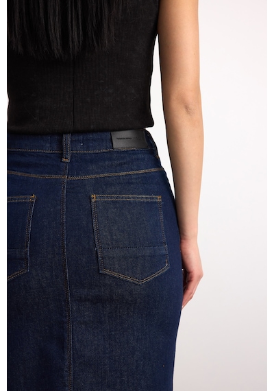 50286 73604 Kadın Regular Fıt Mıdı Denim Etek 50286-73604 Mavı