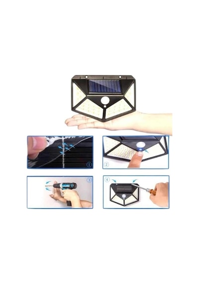 Hubrendy Tekno Bahçe Lambası Bahçe Aydınlatma Sensörlü Suya Dayanıklı 100 Led