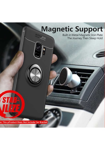 Samsung Uyumlu Galaxy S9 Plus Kılıf Yüzüklü Magnetli Ravel Case