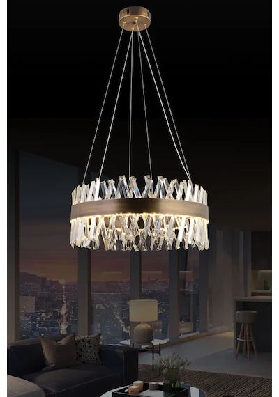 Roxy 60'lık Taşlı Sarkıt Led Avize 9692-t19-7t-hy Eskitme