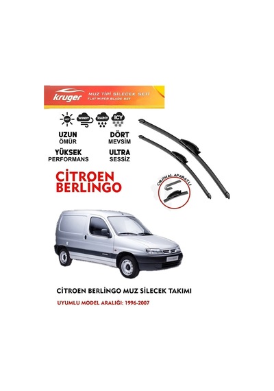 Berlingo Muz Silecek Takımı 1.6 1.9 2.0 Motor Araca Özel Aparat 1996 - 2007