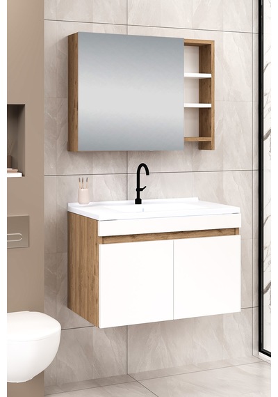 %100 Mdf 80 Cm Saura Banyo Dolabı Beyaz