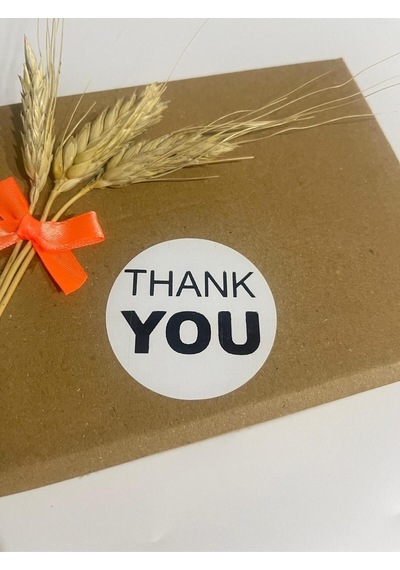 Thank You Siyah Yazılı Yuvarlak Yapışkanlı Etiket 5x5 Cm 100 Adet