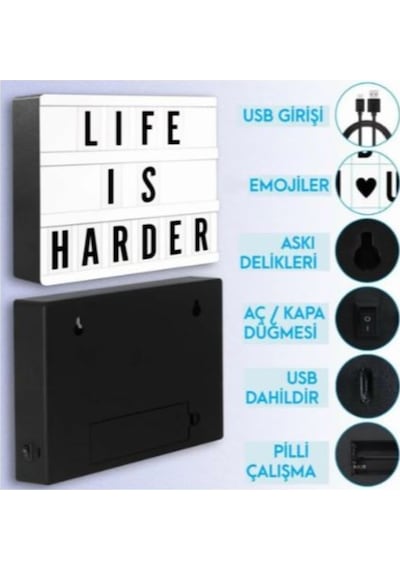 Dekoratif 94 Harfli Led Işıklı Pano Sinematik A5 Işık Kutusu Pano (440638069)