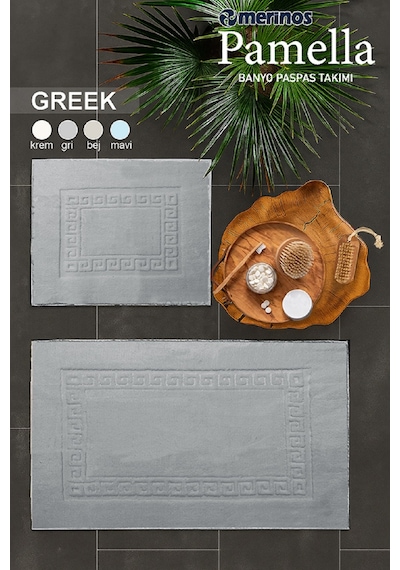 Merinos Pamella 2 Li Banyo Paspas Takımı Greek Gri Grı gri