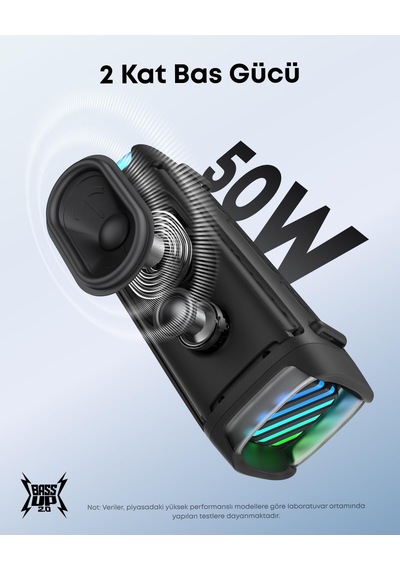 Anker Soundcore Boom 3i Bluetooth Hoparlör, Ip68 Su Geçirmez, 50w Bassup 2.0 Ses, 16 Saat Çalma Süresi, Siyah - D