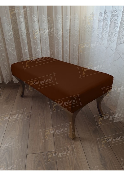 Ayak Ucu Kapı Önü Antre Düz Bench Puf Orta Sehpa Gold Ayak 90 45 Kahve