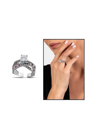 Multicolor Zirkon Taşlı Sonsuzluk Tasarım 925 Ayar Gümüş Kadın Te (499792224)
