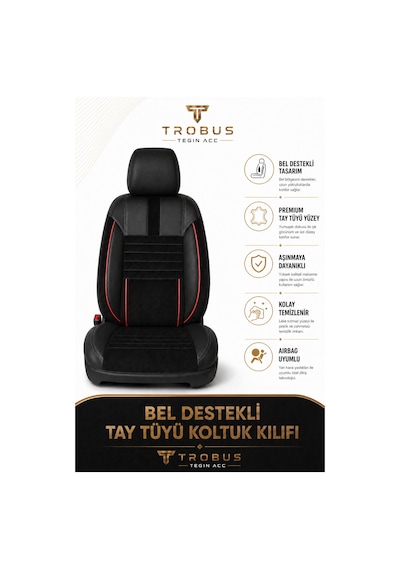 Volvo V40 2012-2019 Uyumlu Apex Serisi Siyah Kırmızı Oto Koltuk Kılıfı