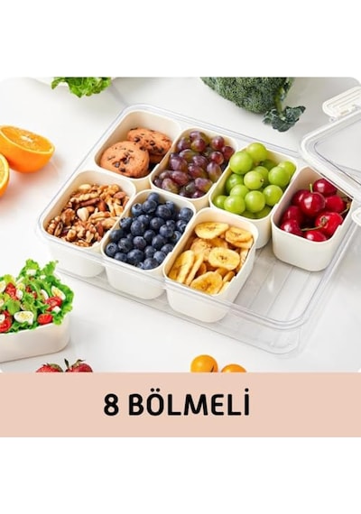 8 Bölmeli Kilitli Kapaklı Taşınabilir Atıştırma Kabı, Kahvaltılık, Piknik Seti, Çok Amaçlı Saklama Kapları Diğer