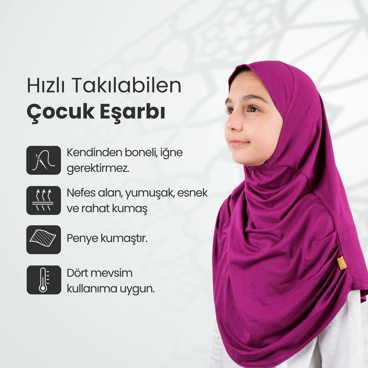 Pratik Hazır Geçmeli Çocuk Şal Fuşya Fuşya
