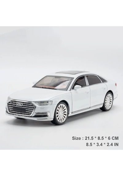 Scowetto Audi A8 Araba Audi A8 Long Quattro 1:24 Diecast Metal Model Araba Koleksiyon Araba Sesli Işıklı