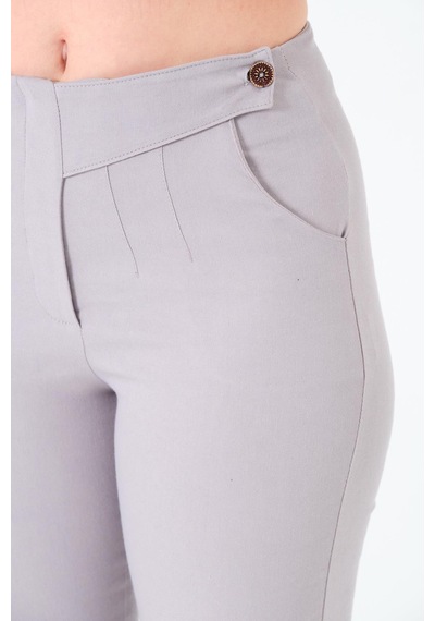 Sortie Collection Tek Düğmeli Gabardin Pantalon Gri