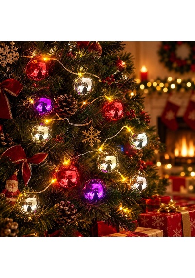Özel Üretim Ağaç Işığı 2 Metre 10 Led Pilli 2 Kademeli Parlak Top Led Yılbaşı Ağacı Süsü Mz-3 Diğer