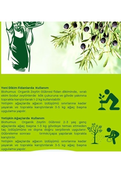 Biohumus Zeytin İçin, Organik Gübre, Organik Sertifikalı, Kök Geliştirici, Toprak Düzenleyici, Bitki Besleyici, 5 Litre 1 Diğer