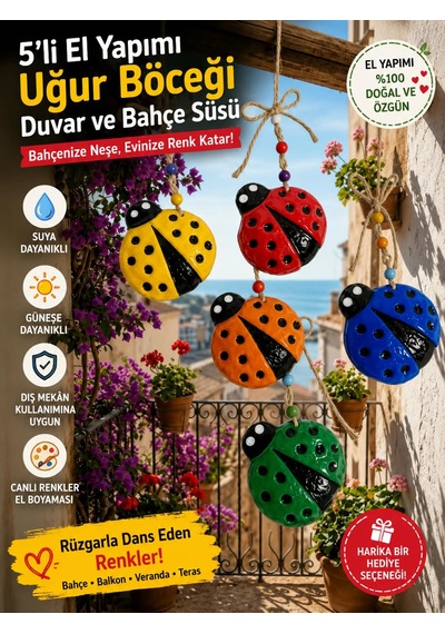 Uğur Böceği Bahçe Balkon Duvar Dekor Süsü