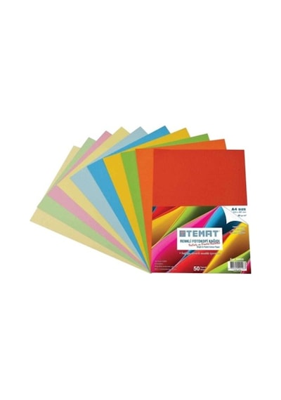 Temat Renkli Fotokopi Kağıdı A4 Fosforlu Ve Pastel 50li - 2 Paket