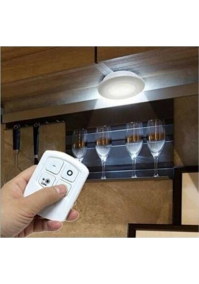 Uzaktan Kumandalı Yapışkanlı 3'Lü Led Spot Lamba Pilli Spot Lamba