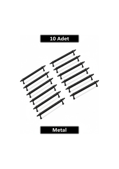 Kumru Lüks Siyah Rustik 128mm Metal Dolap Çekmece Kulpu 10 Adet Siyah Siyah