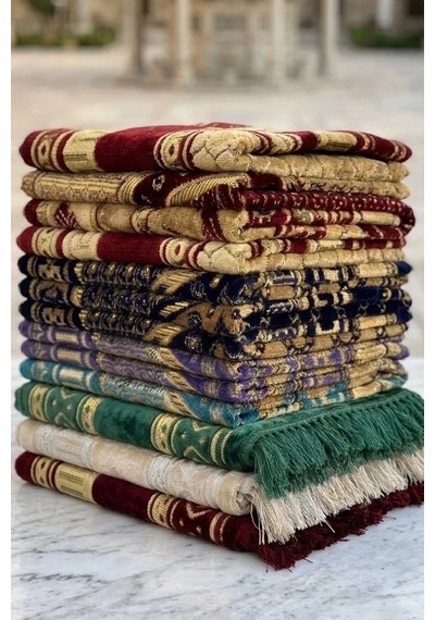 5 Adet Kadife Seccade Karışık Renkli 70cmx110cm 400gr Hac Ve Umre Hediyesi Çok Renkli