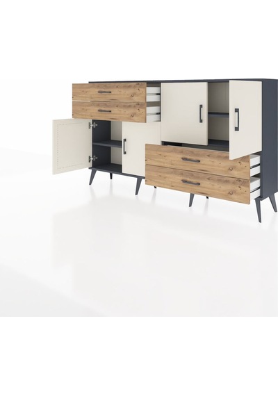 Arges Konsol 3 Raflı 4 Çekmeceli 4 Kapaklı 176x30x99 Antrasit-ayt Antrasit-aytaşı/çam Arges Konsol 3 Raflı 4 Çekmeceli 4 Kapaklı 176x30x99 Antrasit-ayt Antrasit-aytaşı/çam