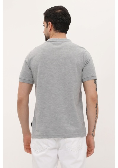 Uniprom Polo Yaka Tişört %100 Pamuk Gri Melanj Erkek Gri Melanj