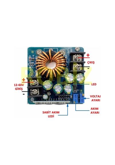400W 12V / 60V 15A Voltaj Düşürücü Modül Güç Kaynağı Voltaj ve Akım Ayarlanabilir DC DC