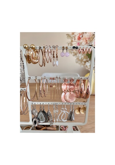 Küpe Organizer Standı Çok Katlı Küpe Askılığı Ve Takı Düzenleyici Dekoratif Stand Beyaz