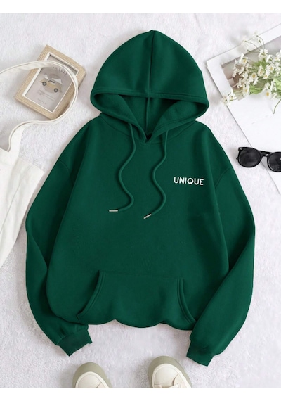 Startmore Haki Unisex Erkek/kadın Unique Renkli Özel Baskılı Pamuklu Oversize Kapüşonlu