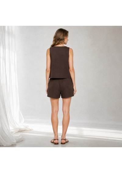 Nealirsanall.com Kadın Tencel Kumaş Sıfır Kol Atlet Ve Beli Bağlamalı Şort İkili Takım Koyu Kahve Nealirsanall.com Kadın Tencel Kumaş Sıfır Kol Atlet Ve Beli Bağlamalı Şort İkili Takım Koyu Kahve