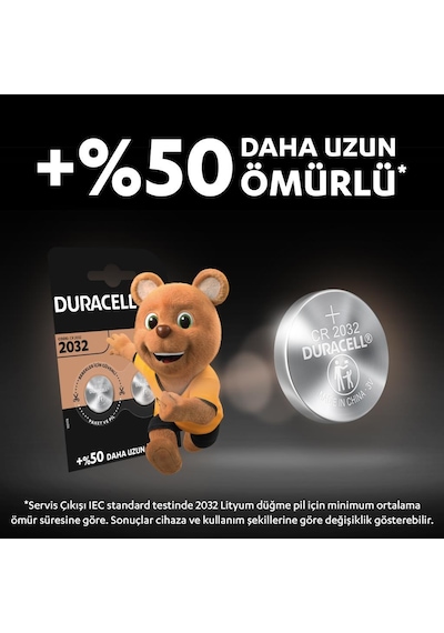 Duracell Özel 2032 Lityum Düğme Pil 3V, 8 Li Paket (CR2032)