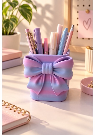 Sakura Fiyonk Detaylı Masa Üstü Kalemlik Kız Çocuk Odası Dekoratif Kalemlik