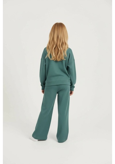 Aden Kids %100 Pamuk Çocuk Oversize Alt Üst Takım - Unisex Rahat Kalıp Yeşil