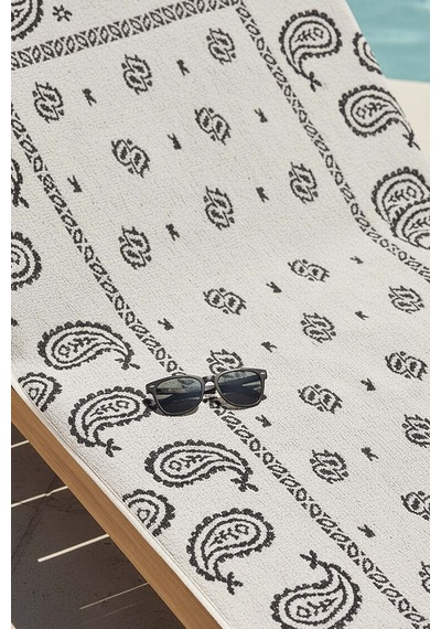 Gri Retro %100 Pamuklu Plaj Havlusu 70x140 Cm