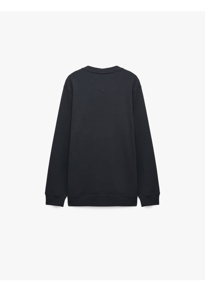 Koton Uzun Kollu Pamuklu Waffle Dokulu Henley Yaka Sweatshirt Lacivert 7wam70106mk