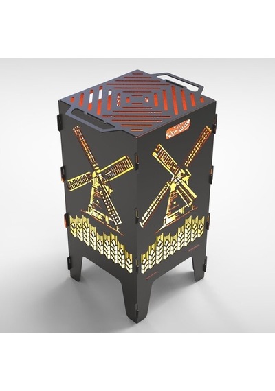 Yel Değirmeni Desenli Ateş Çukuru Ve Portatif Mangal