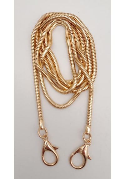 Çanta Aksesuar 120 Cm Light Gold Renk Solucan Model Kancalı Çanta Zinciri Diğer
