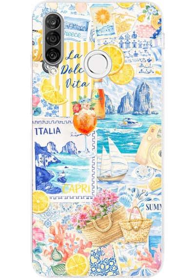 Huawei P30 Lite Uyumlu La Dolce Vita İtalyan Rüyası Baskılı Silikon Kılıf Renkli