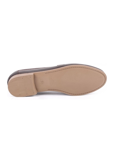 Libero L081.24217 Metal Toka Detaylı Düz Taban Kadın Loafer Ayakkabı Kahve