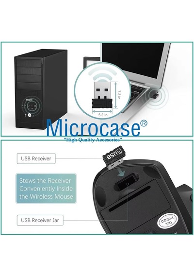 Pilli Dikey Ergonomik Kablosuz Mouse 800/1200/1600 Dpı 6 Tuşlu - Al5177