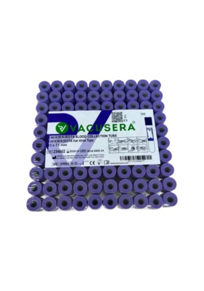 50 Adet Kan Alma Tüpü, Mor Kapak, K2e K2edta 2ml 3.6mg 13x75mm, Bd Vacutainer