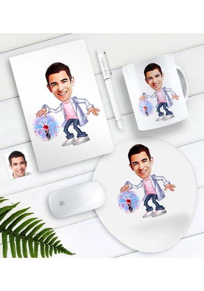 Kişiye Özel Bay Elektrik Mühendisi Karikatürlü Defter Kalem Kupa