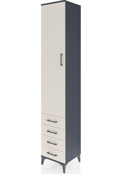 Hyperion Dolap 5 Raflı 4 Çekmeceli Tek Kapaklı 44x44x243 Antr... Antrasit
