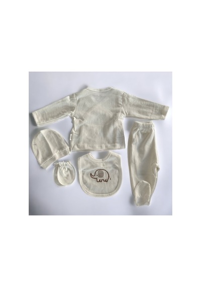 Bebitof Filli 5 Li Unisex Zıbın Seti Hastane Çıkışı Ekru Ekru