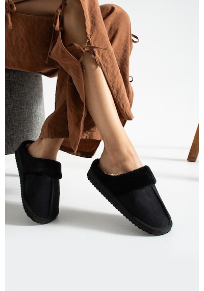 Unisex Peluşlu Ev Terliği Siyah