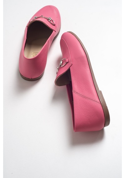 Luvishoes F03 Pembe Cilt Hakiki Deri Babet Pembe