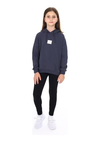 Toontoy Kids Toontoy Kız Çocuk 2'li Takım Baskılı Kapüşonlu Düşük Omuz Cepli Sweatshirt & Basic Düz Tayt Füme Toontoy Kids Toontoy Kız Çocuk 2'li Takım Baskılı Kapüşonlu Düşük Omuz Cepli Sweatshirt & Basic Düz Tayt Füme