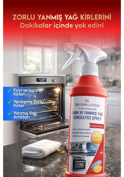 Fırın Ve Yanmış Yağ Temizleyici Tüm Zorlu Kirleri Anında Yok Eder Sprey 500 Ml 2'li Set